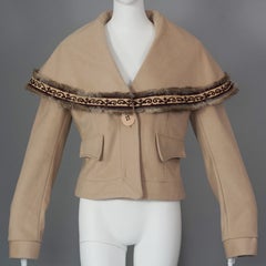 Vintage JEAN PAUL GAULTIER Sailor Collar Faux Fur Trimming Wool Jacket