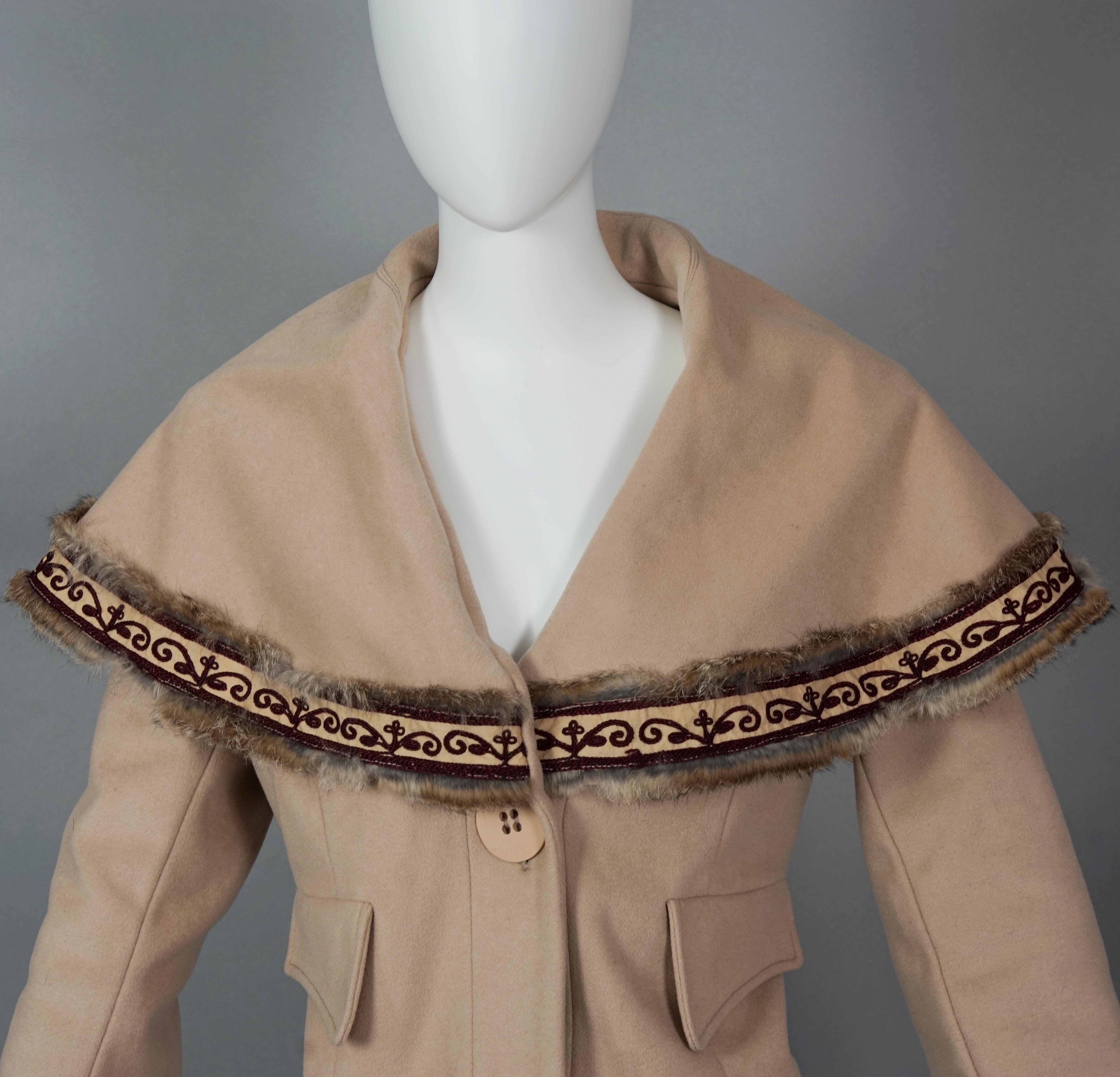 Vintage JEAN PAUL GAULTIER Sailor Collar Faux Fur Trimming Wool Jacket In Excellent Condition For Sale In Kingersheim, Alsace