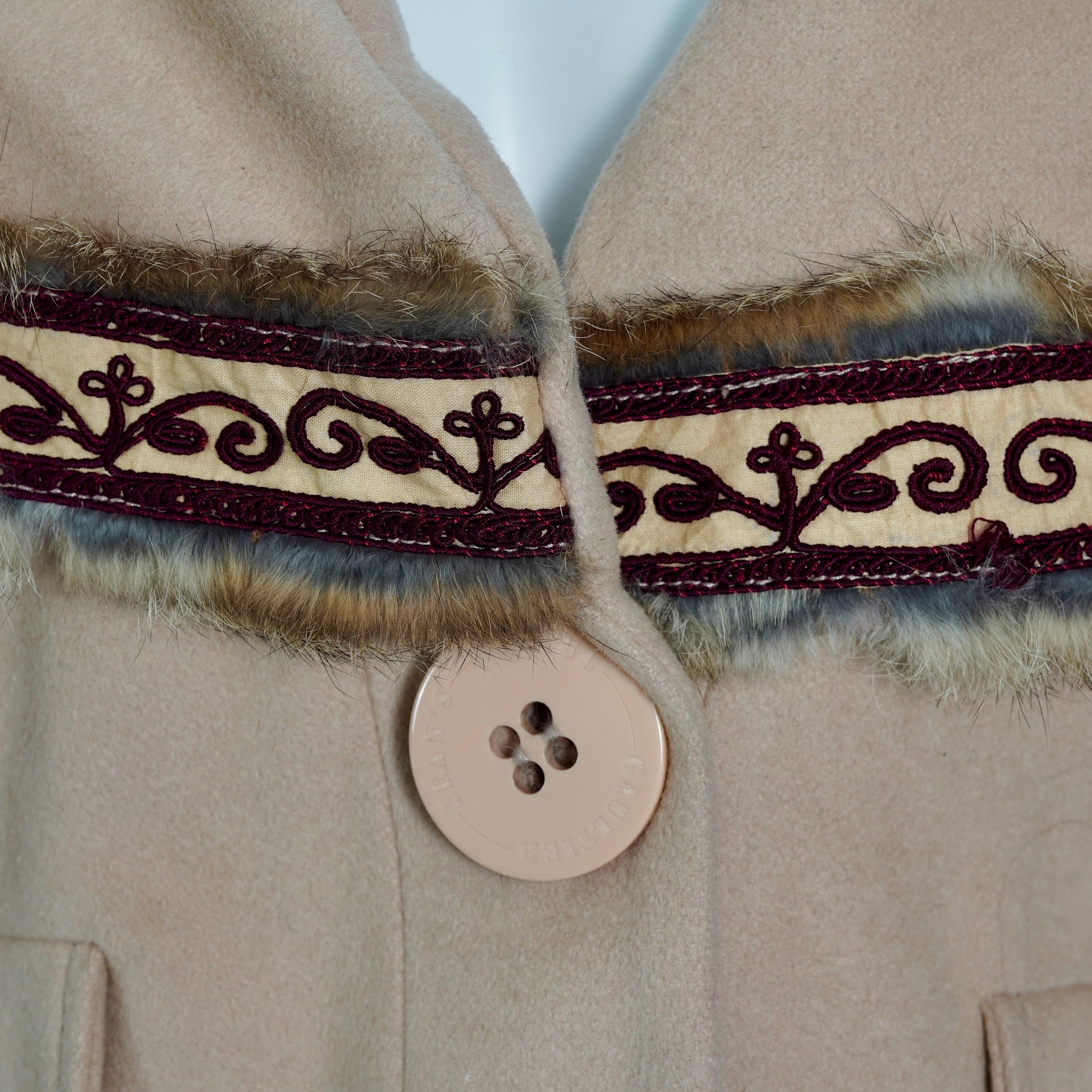 Vintage JEAN PAUL GAULTIER Sailor Collar Faux Fur Trimming Wool Jacket For Sale 1
