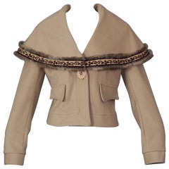 Vintage JEAN PAUL GAULTIER Sailor Collar Faux Fur Trimming Wool Jacket