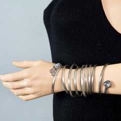 Vintage JEAN PAUL GAULTIER Scapular Cross Cherub Coil Cuff Bracelet