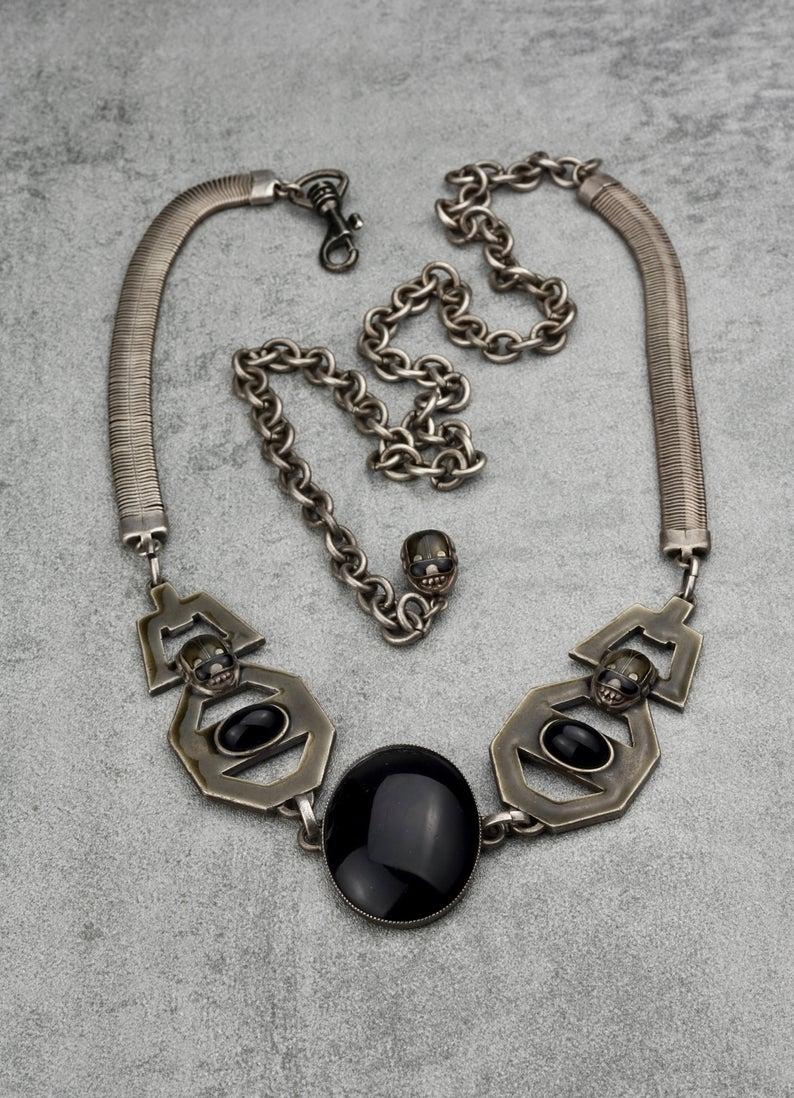 Vintage JEAN PAUL GAULTIER Scarab Snake Chain Necklace Belt For Sale 2