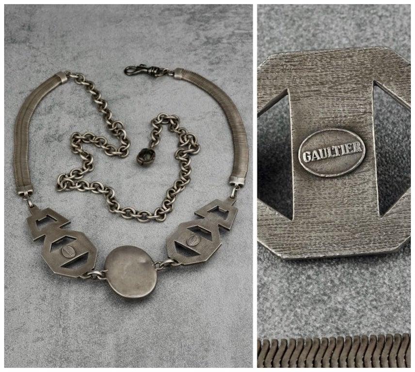 Vintage JEAN PAUL GAULTIER Scarab Snake Chain Necklace Belt For Sale 3