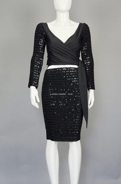 Vintage JEAN PAUL GAULTIER Sequin Tie Blouse and Skirt Set