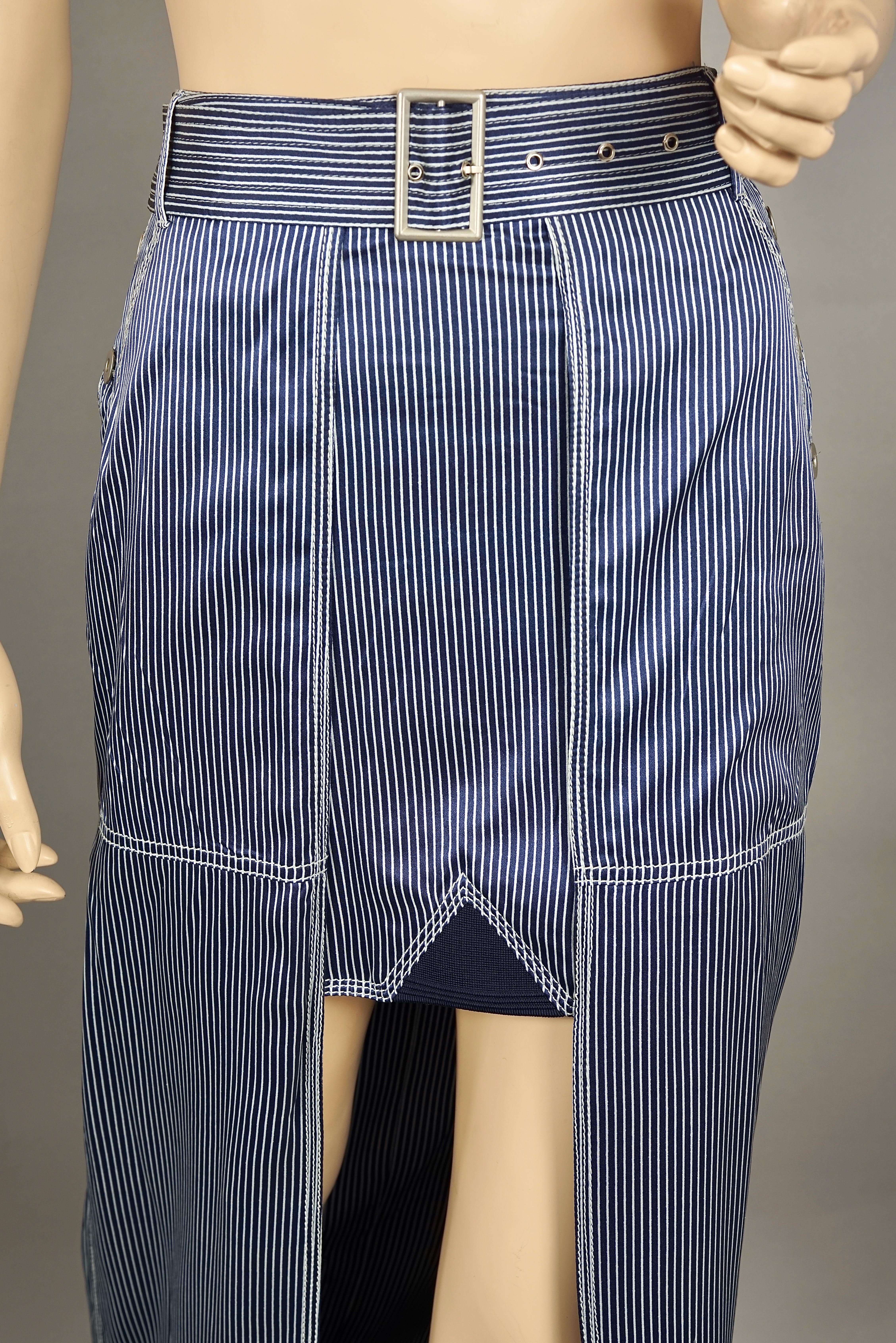 Vintage JEAN PAUL GAULTIER Silk High Low Stripe Belted Skirt 6