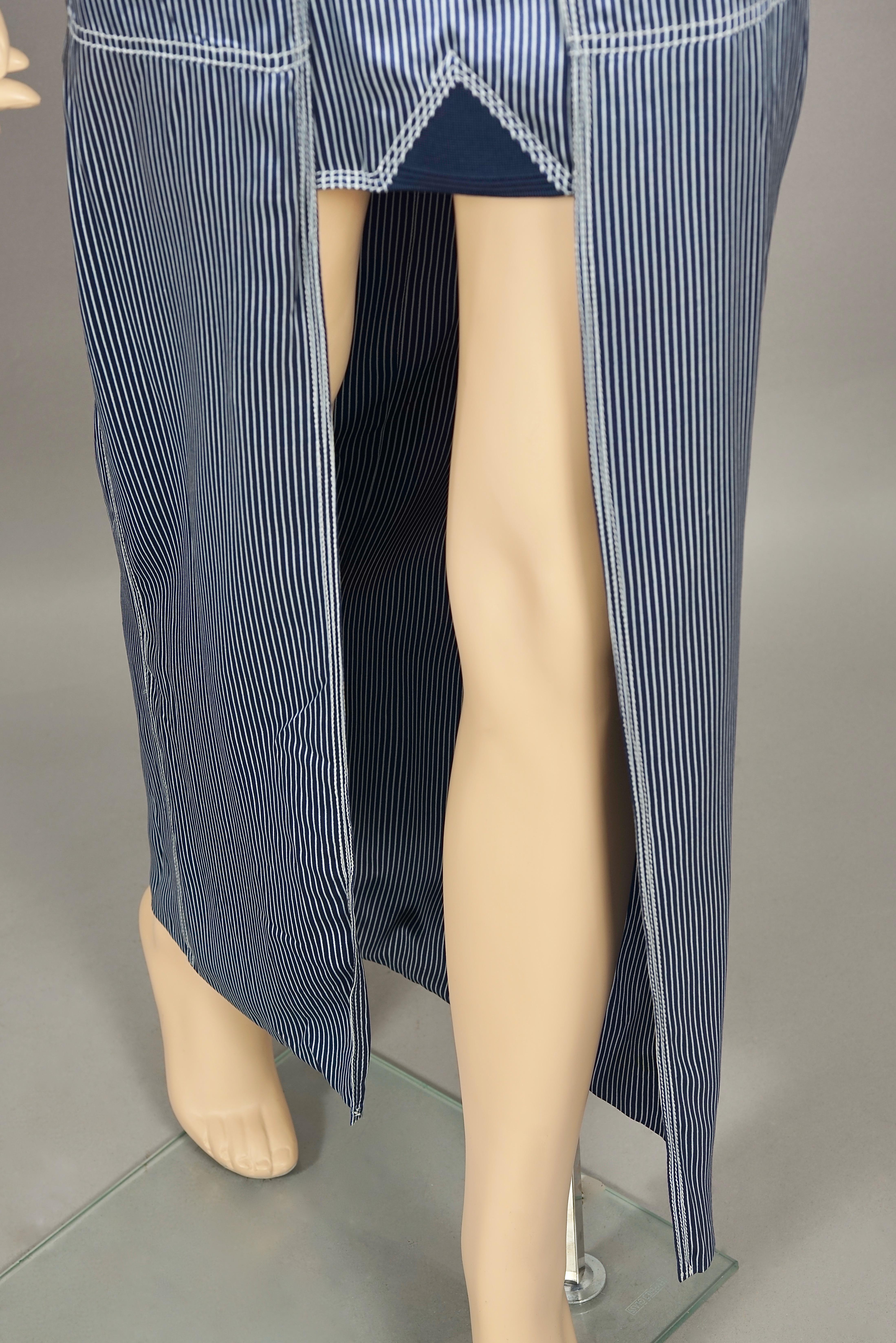 Vintage JEAN PAUL GAULTIER Silk High Low Stripe Belted Skirt 8