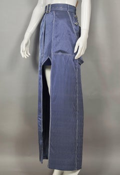 Vintage JEAN PAUL GAULTIER Silk High Low Stripe Belted Skirt