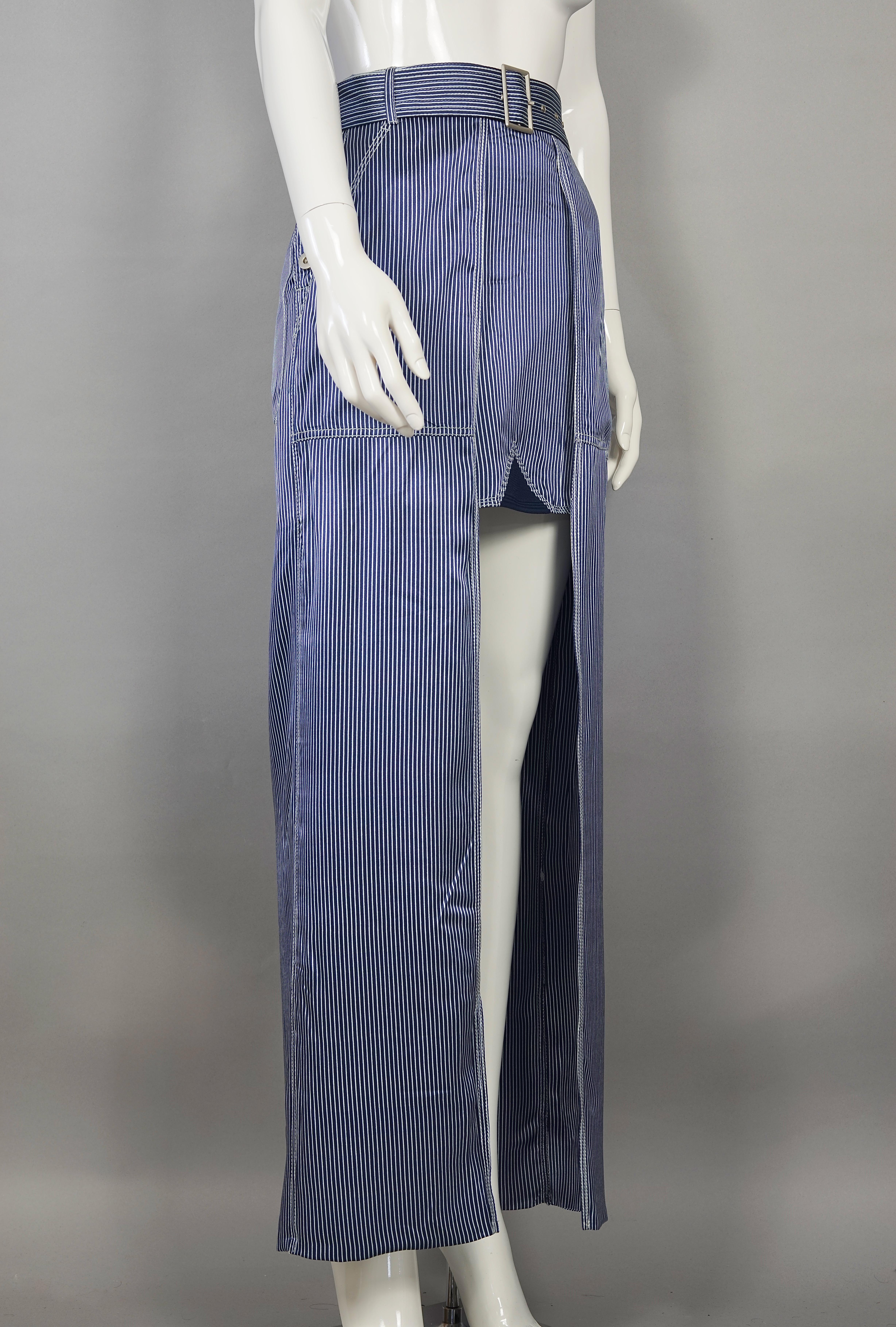 Purple Vintage JEAN PAUL GAULTIER Silk High Low Stripe Belted Skirt