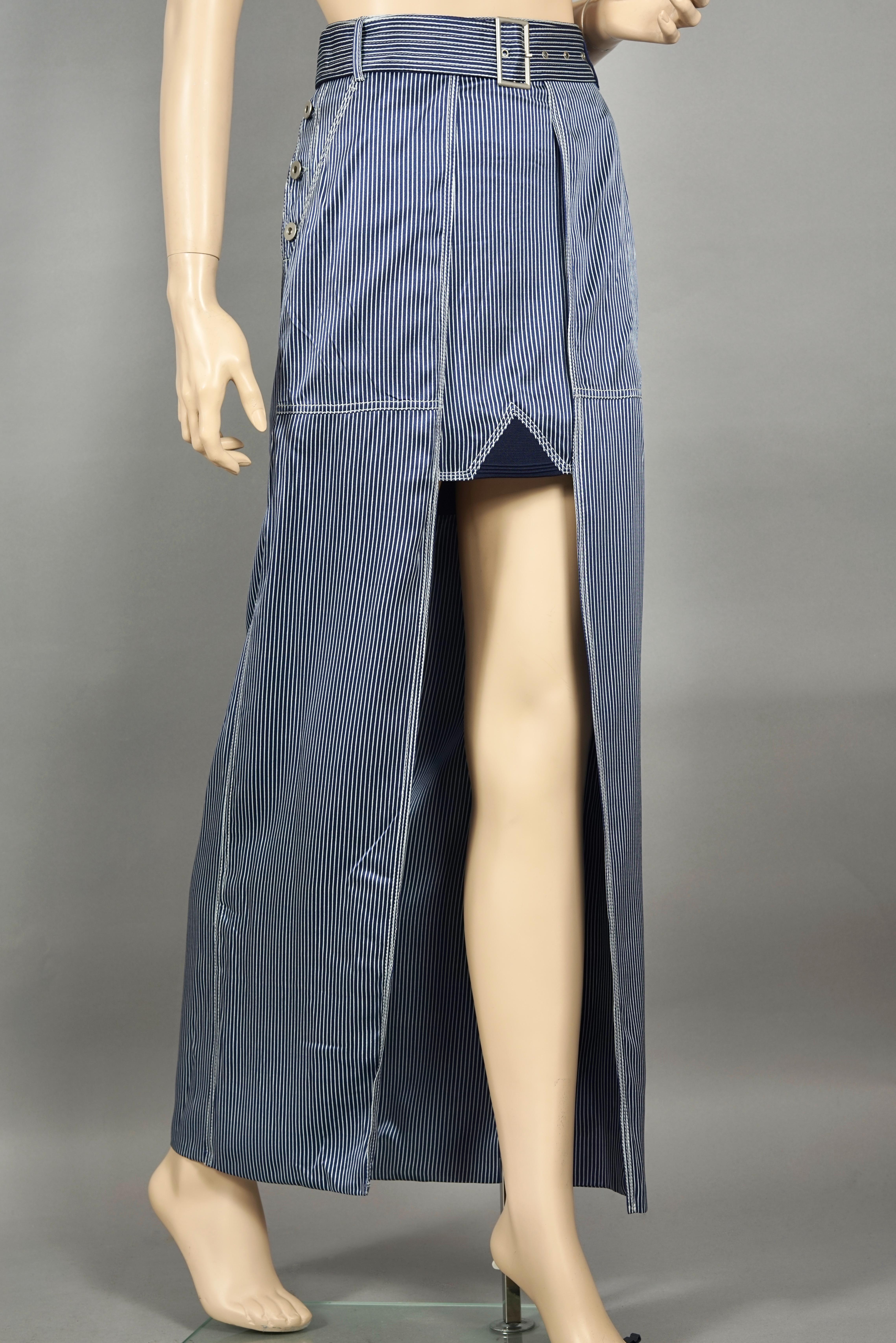 Women's Vintage JEAN PAUL GAULTIER Silk High Low Stripe Belted Skirt