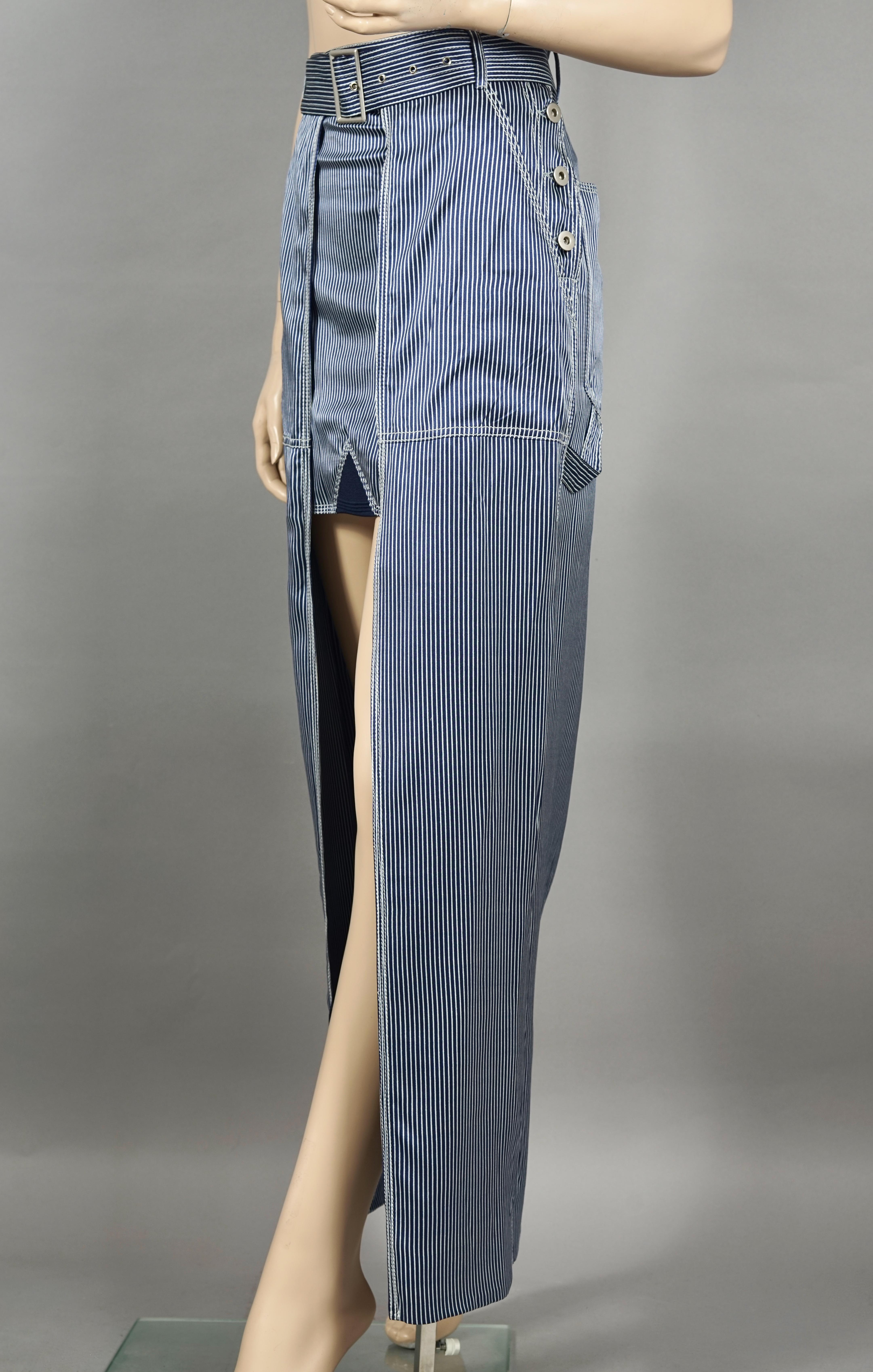 Vintage JEAN PAUL GAULTIER Silk High Low Stripe Belted Skirt 2