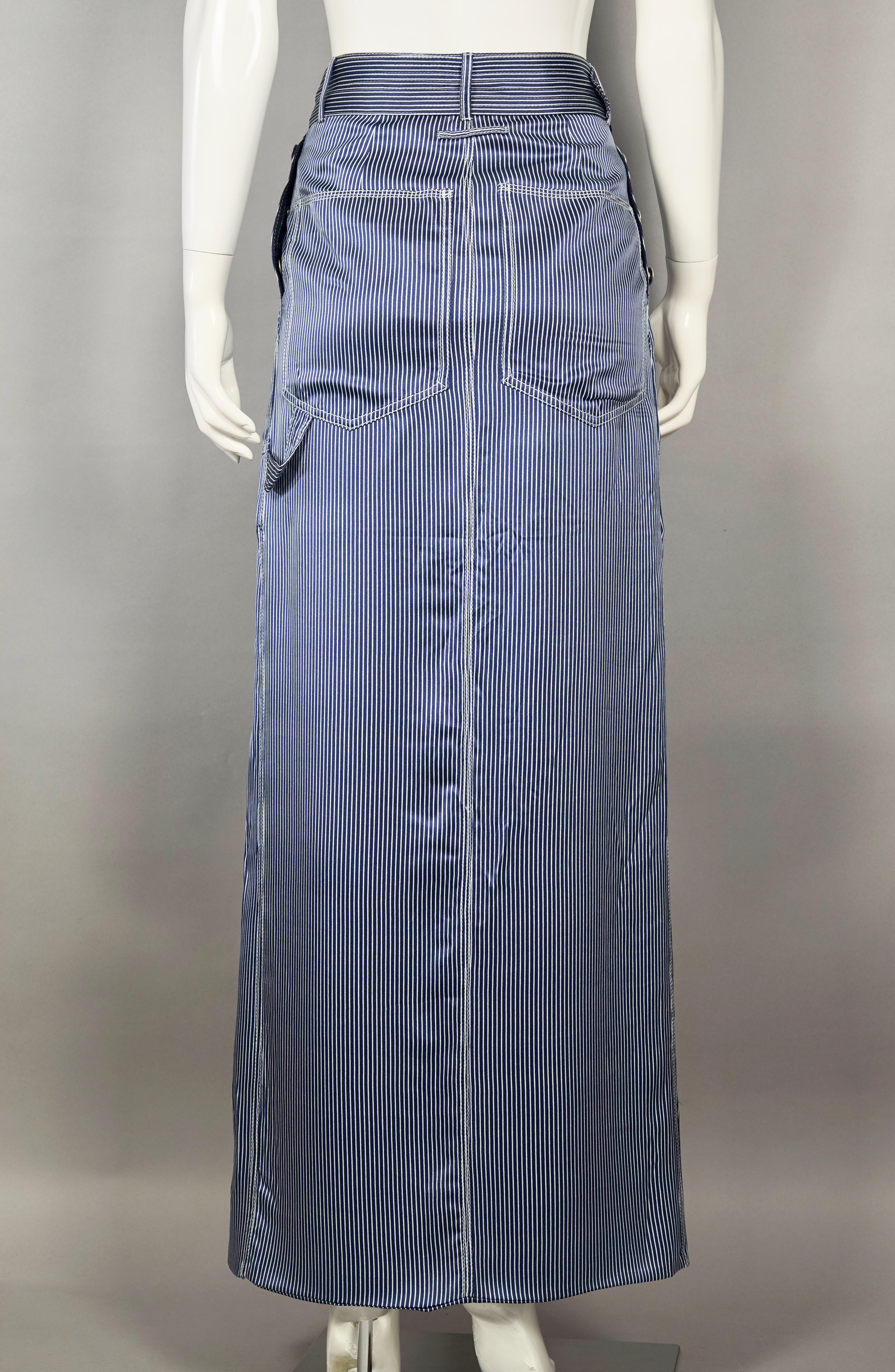 Vintage JEAN PAUL GAULTIER Silk High Low Stripe Belted Skirt 3