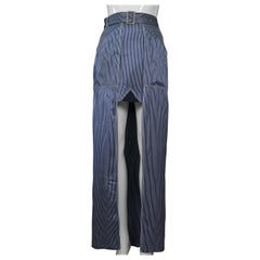 Vintage JEAN PAUL GAULTIER Silk High Low Stripe Belted Skirt