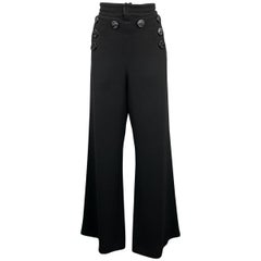 Vintage JEAN PAUL GAULTIER Size 12 Black Wool Blend Sailor Dress Pants