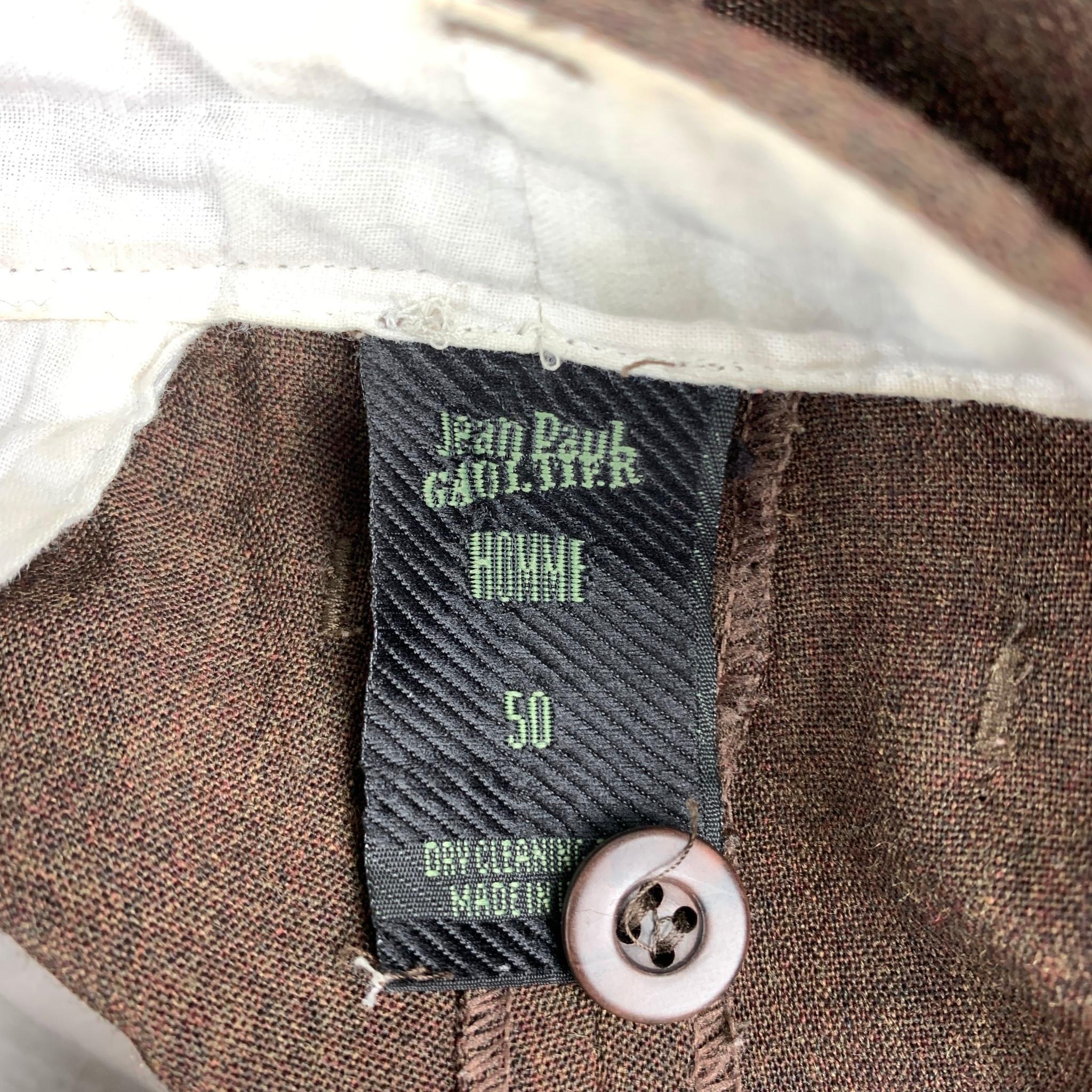 Vintage JEAN PAUL GAULTIER Size 34 Brown Wool Blend Pleated Dress Pants In Good Condition In San Francisco, CA