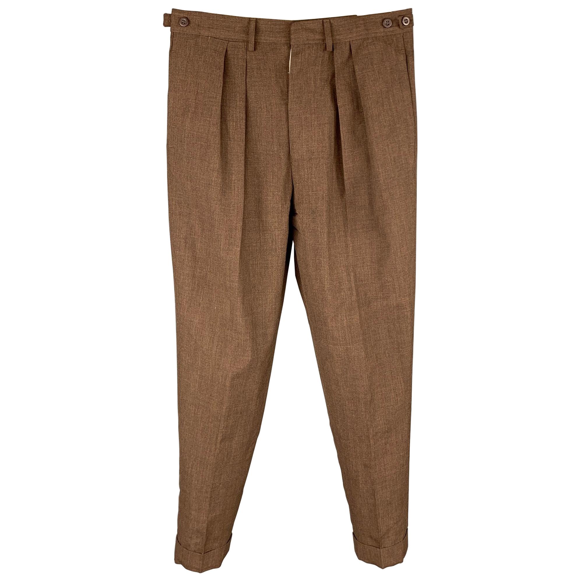 Vintage JEAN PAUL GAULTIER Size 34 Brown Wool Blend Pleated Dress Pants