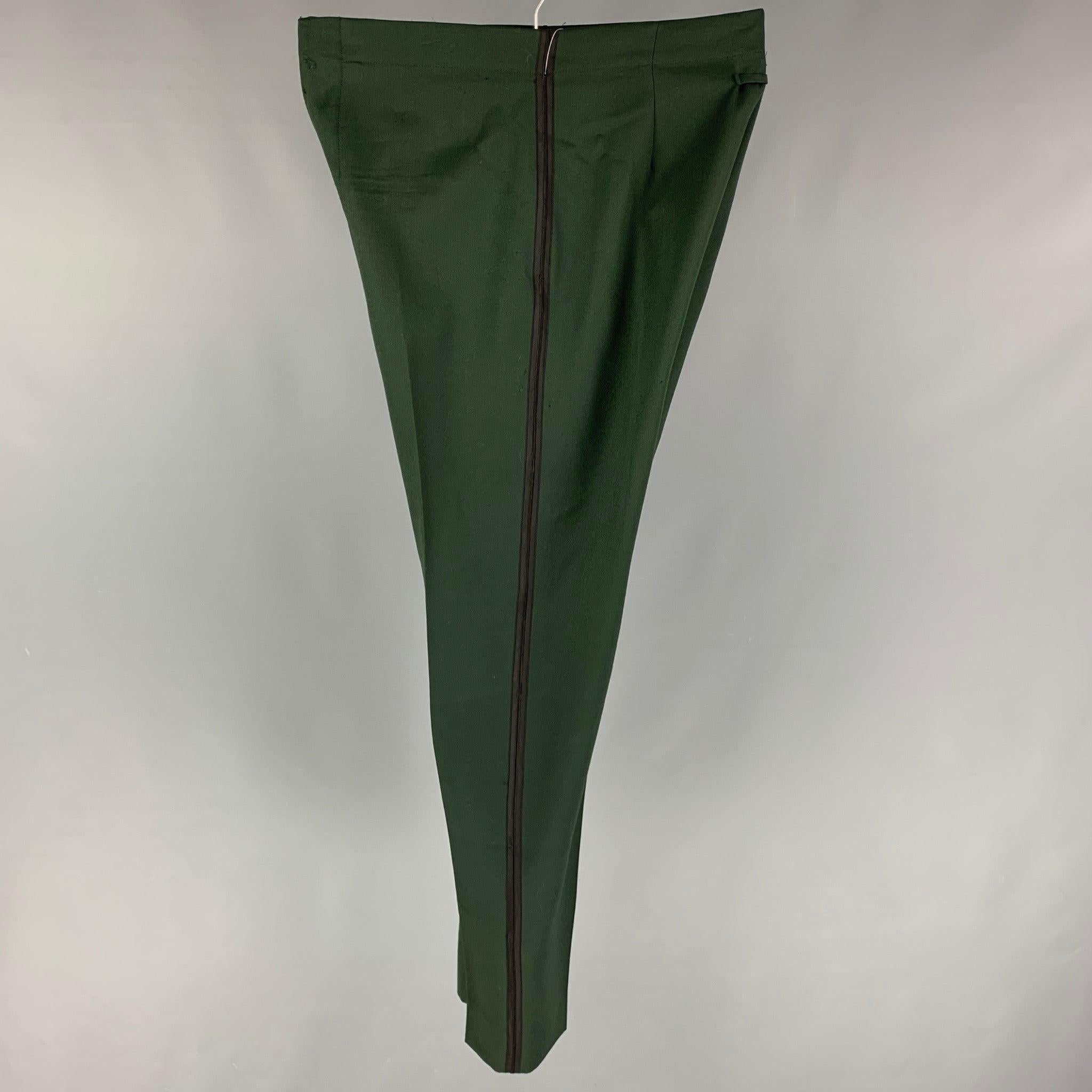 Vintage JEAN PAUL GAULTIER Size 34 Forest Green High Waisted Dress Pants In Good Condition For Sale In San Francisco, CA