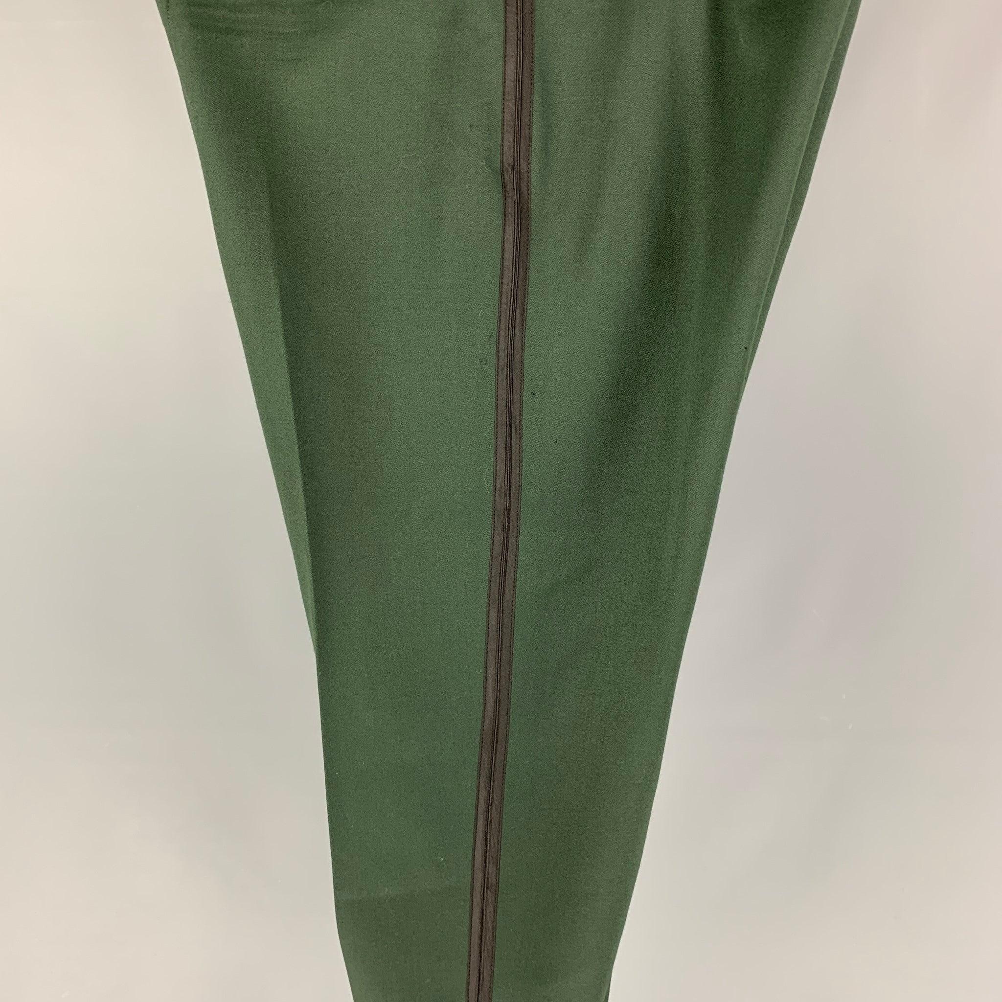 Men's Vintage JEAN PAUL GAULTIER Size 34 Forest Green High Waisted Dress Pants For Sale