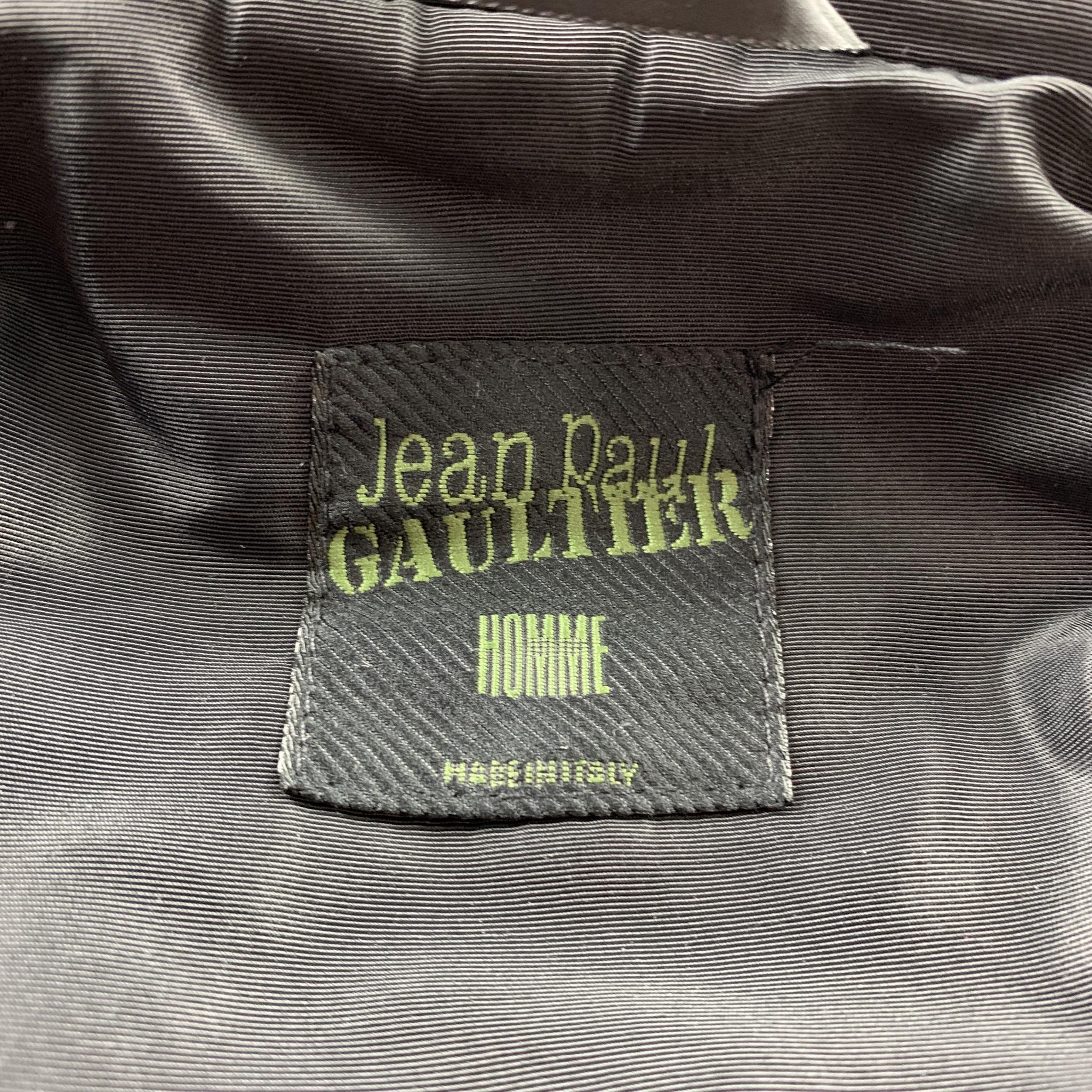 Vintage JEAN PAUL GAULTIER Homme Size 38 Red Velvet Cropped Jacket In Good Condition In San Francisco, CA