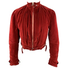 Vintage JEAN PAUL GAULTIER Homme Size 38 Red Velvet Cropped Jacket