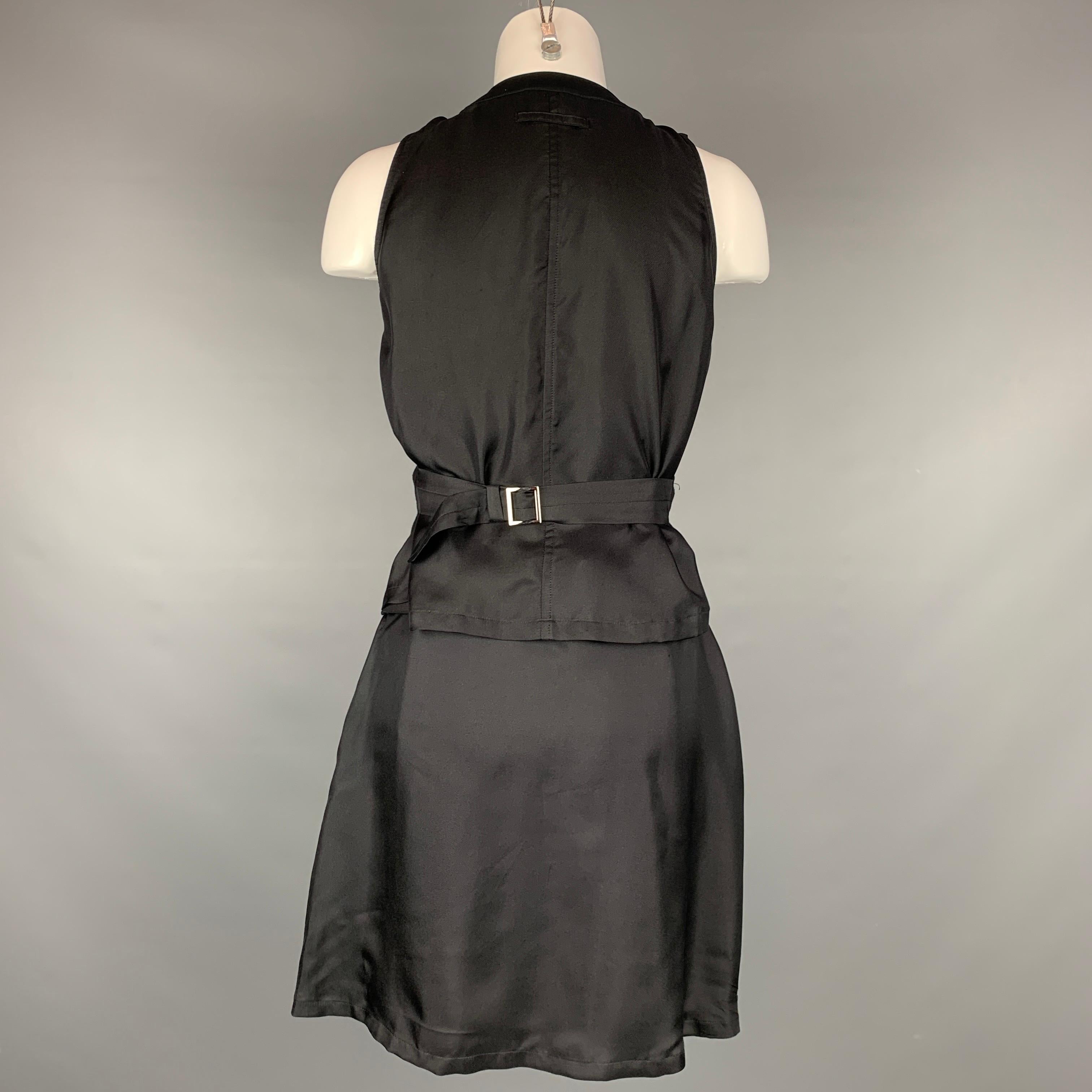 Vintage JEAN PAUL GAULTIER Size 4 Black Polyester / Cotton Skirt Suit In Good Condition In San Francisco, CA