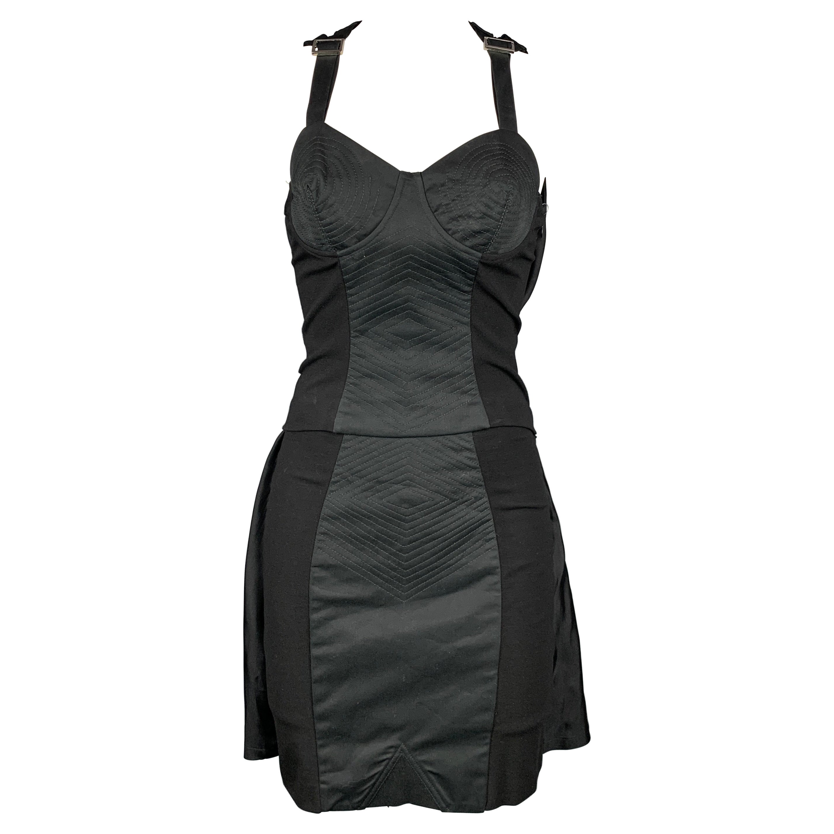 Vintage Vintage JEAN PAUL GAULTIER Größe 4 Schwarz Polyester / Baumwolle Rock Anzug