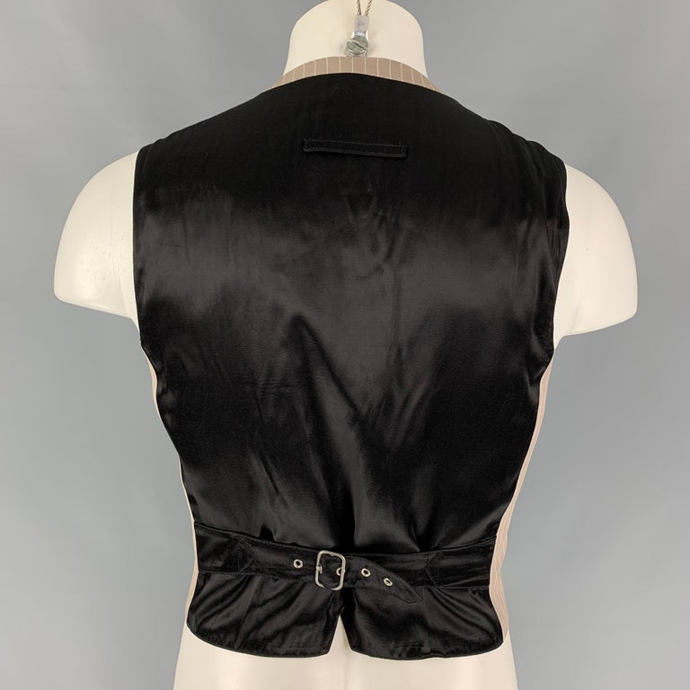 Brown Vintage JEAN PAUL GAULTIER Size 40 Taupe Black White Stripe Vest For Sale