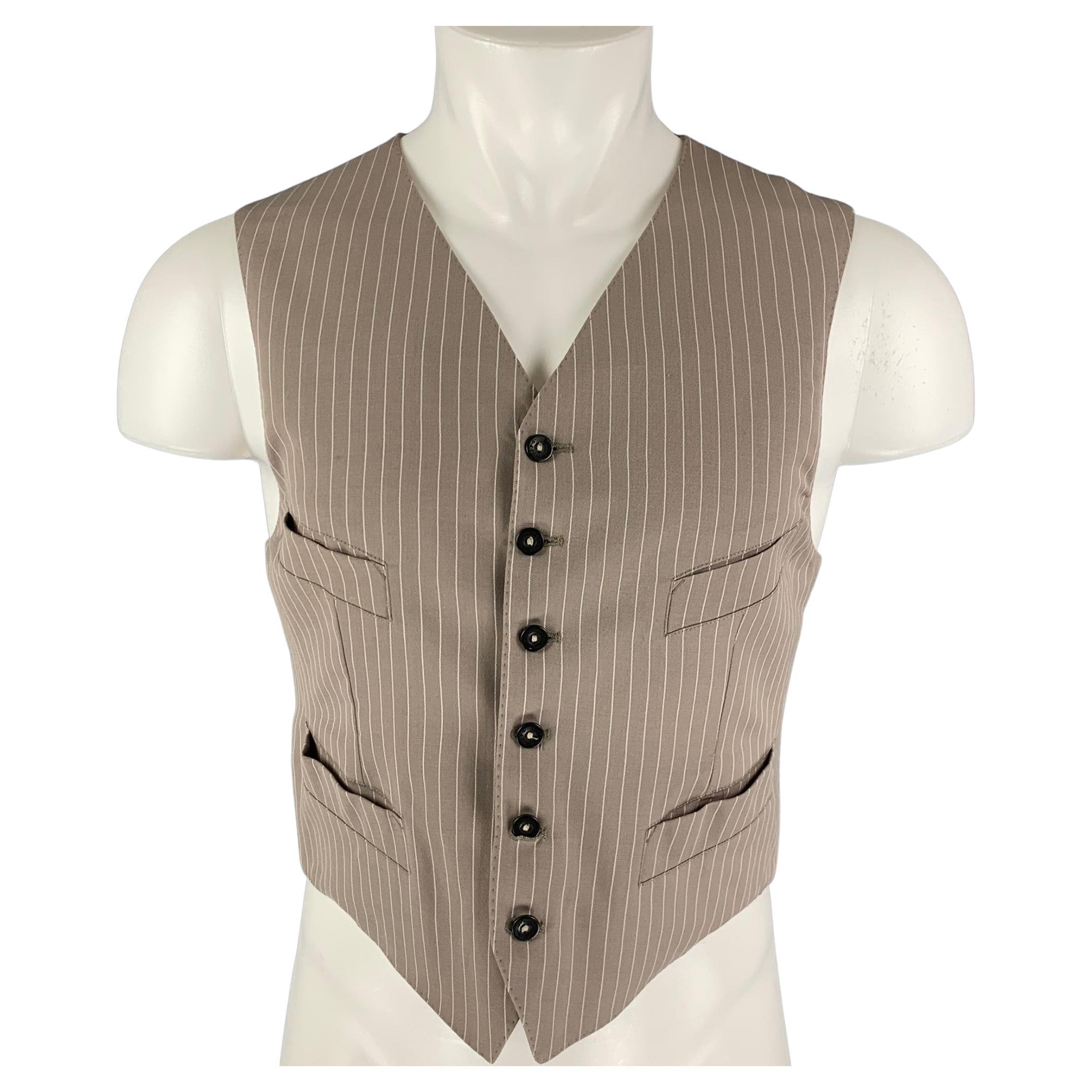 Vintage JEAN PAUL GAULTIER Size 40 Taupe Black White Stripe Vest