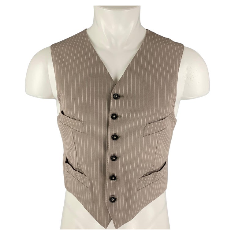 Vintage JEAN PAUL GAULTIER Size 40 Taupe Black White Stripe Vest For Sale