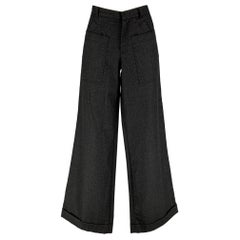 Vintage JEAN PAUL GAULTIER Size 8 Grey Virgin Wool Wide Leg Pants