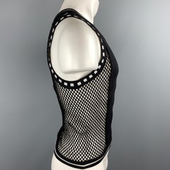 Vintage JEAN PAUL GAULTIER Size M Black and White Mesh Cotton Blend Mesh Back Ta