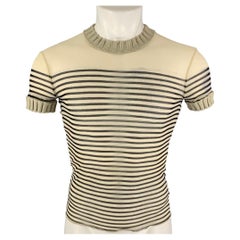 Vintage JEAN PAUL GAULTIER Size S Beige Black Stripe Polyamide Nautical Pullover