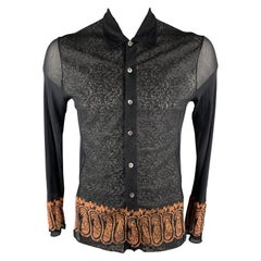 Vintage JEAN PAUL GAULTIER Size S Black & Bronze Lace Mesh Polyamide Shirt