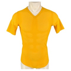 Vintage JEAN PAUL GAULTIER Size S Yellow Perforated Jersey JPG's Pin Up T-shirt