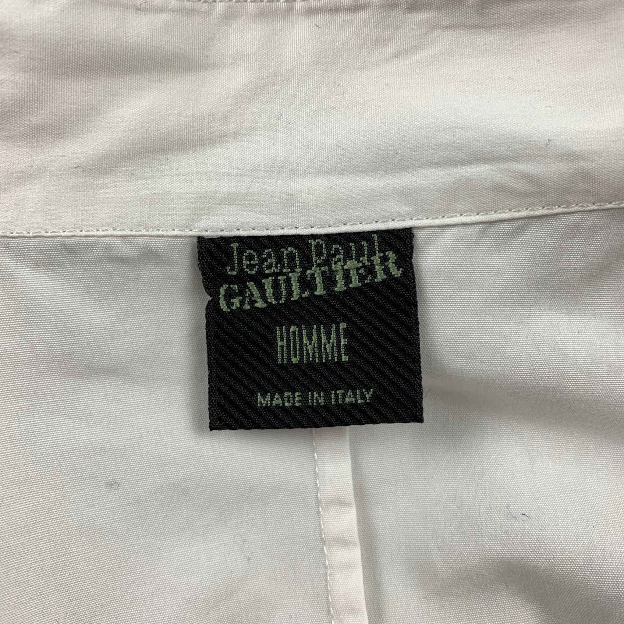 Vintage JEAN PAUL GAULTIER Size XL White Cotton Wing Sleeve Pleated Shirt In Good Condition In San Francisco, CA