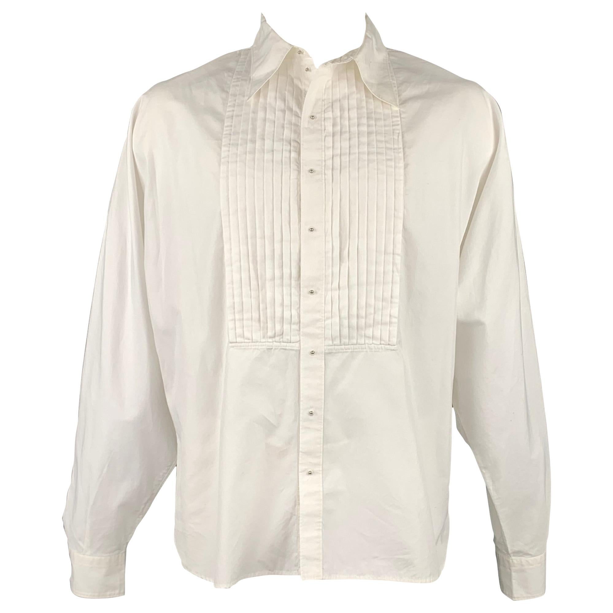 Vintage JEAN PAUL GAULTIER Size XL White Cotton Wing Sleeve Pleated Shirt