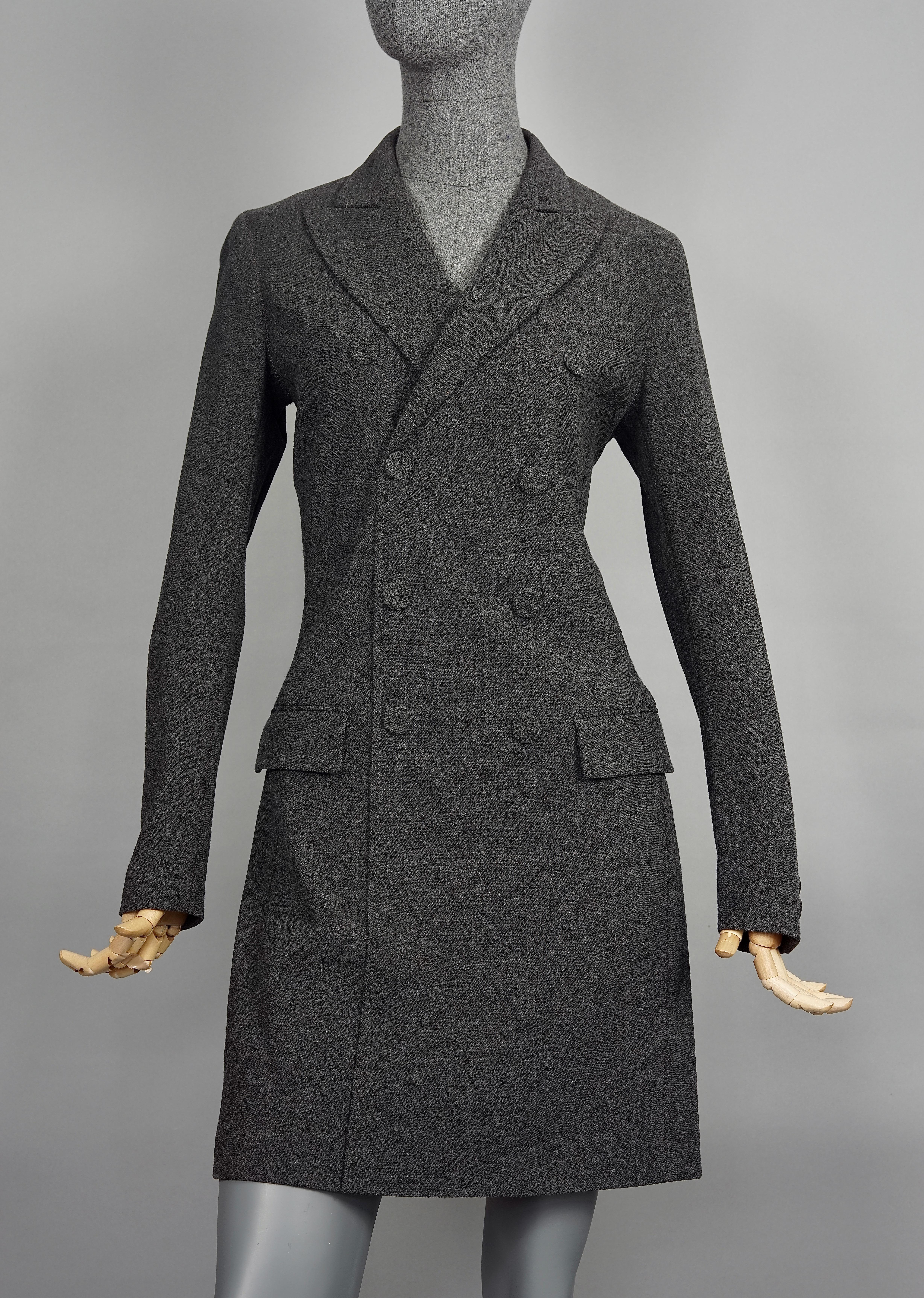 Vintage JEAN PAUL GAULTIER Smoking Double Breasted Wool Dress Suit In Excellent Condition In Kingersheim, Alsace