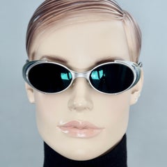Vintage JEAN PAUL GAULTIER Steampunk Blue Green Enamel Silver Tone Sunglasses