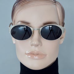 Vintage JEAN PAUL GAULTIER Steampunk Silver Tone Oval Sunglasses