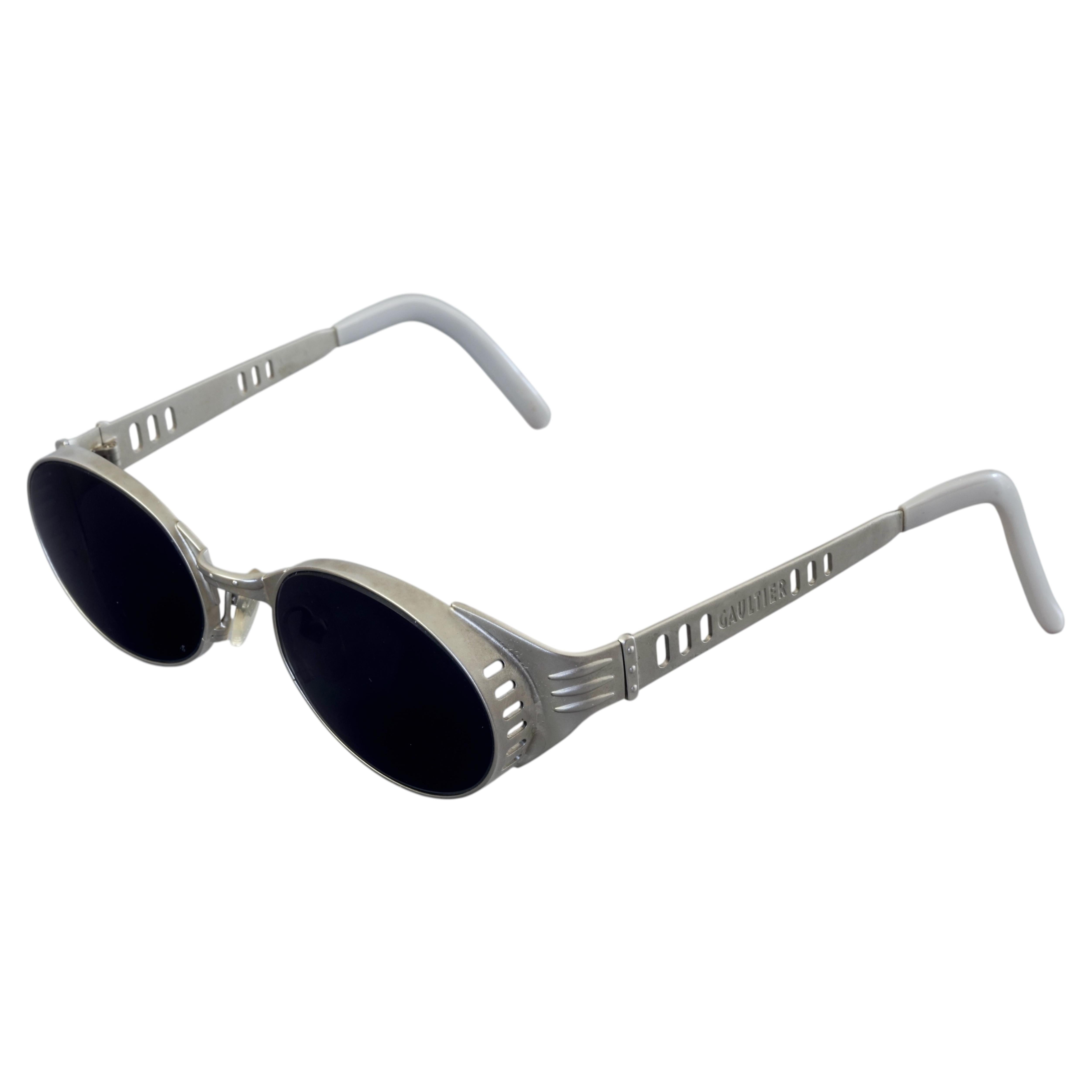 小物 JPG Jean Paul Gaultier oval sunglasses Vintage JEAN PAUL GAULTIER Steampunk Silver Tone Oval Sunglasses