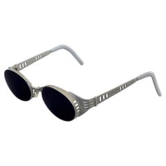 Vintage JEAN PAUL GAULTIER Steampunk Silver Tone Oval Sunglasses