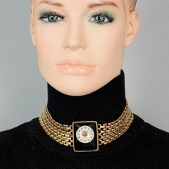 Vintage JEAN PAUL GAULTIER Steampunk Watch Face Lucite Choker Necklace