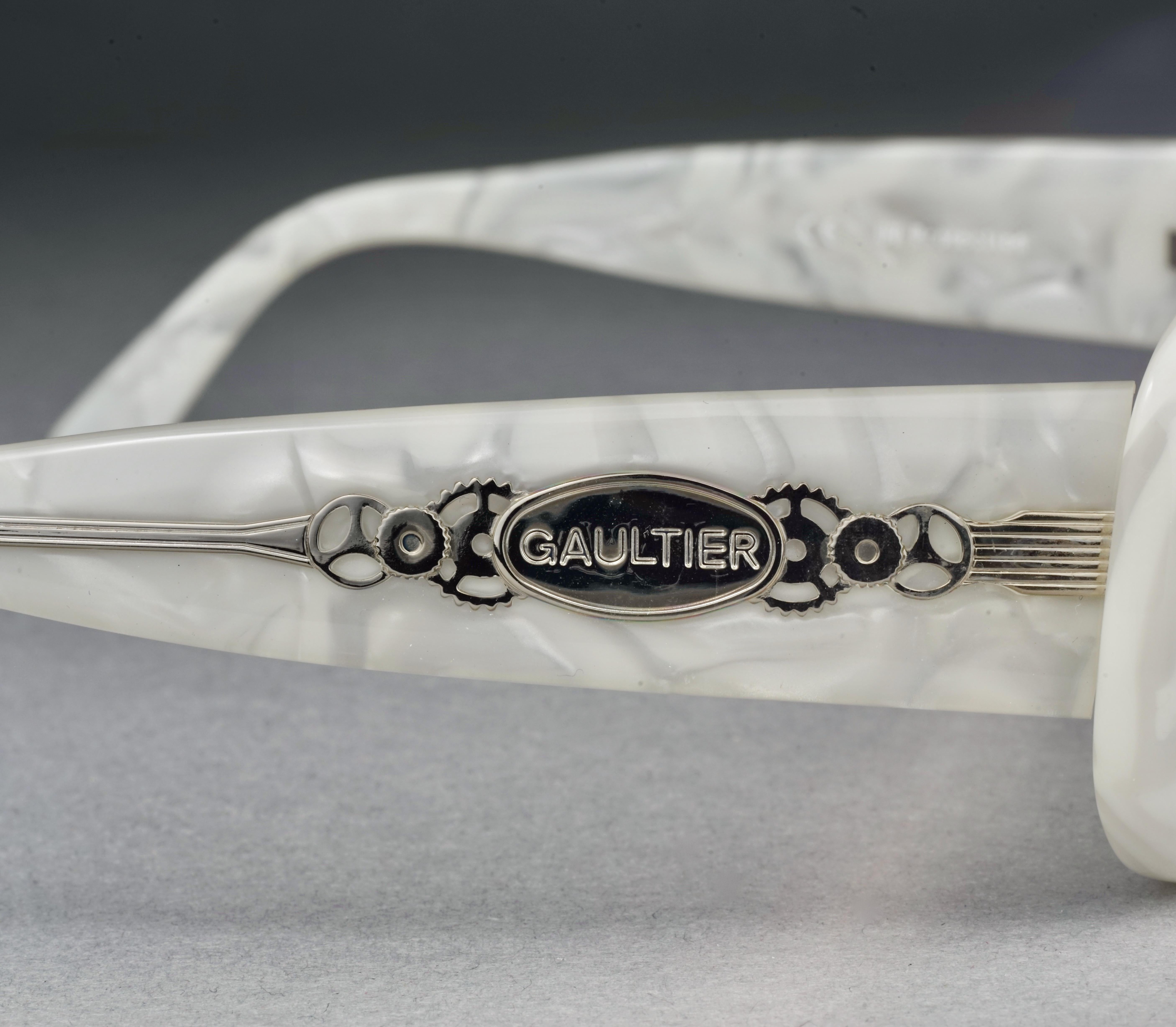 Vintage JEAN PAUL GAULTIER Steampunk White Sunglasses For Sale 6