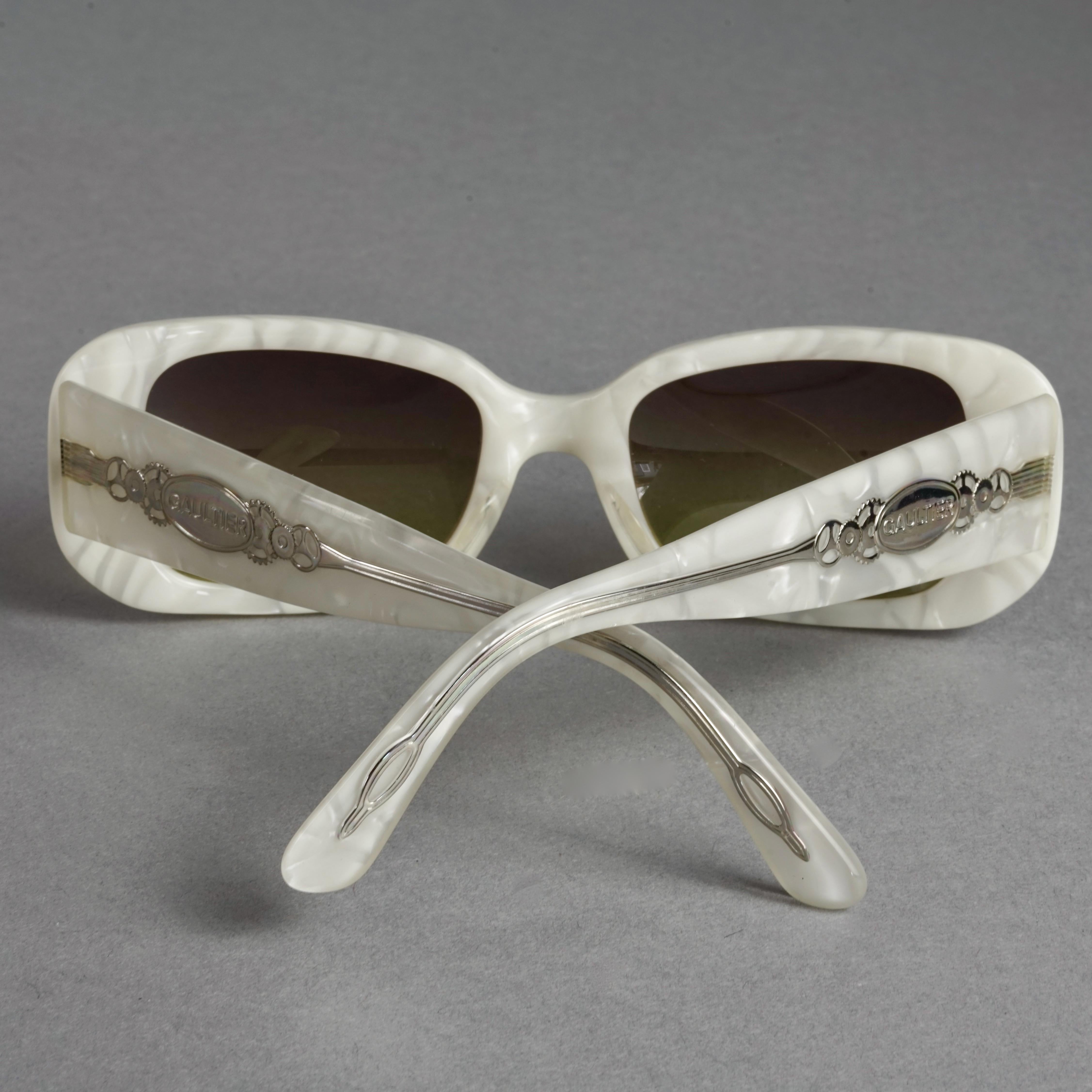 Vintage JEAN PAUL GAULTIER Steampunk White Sunglasses For Sale 4