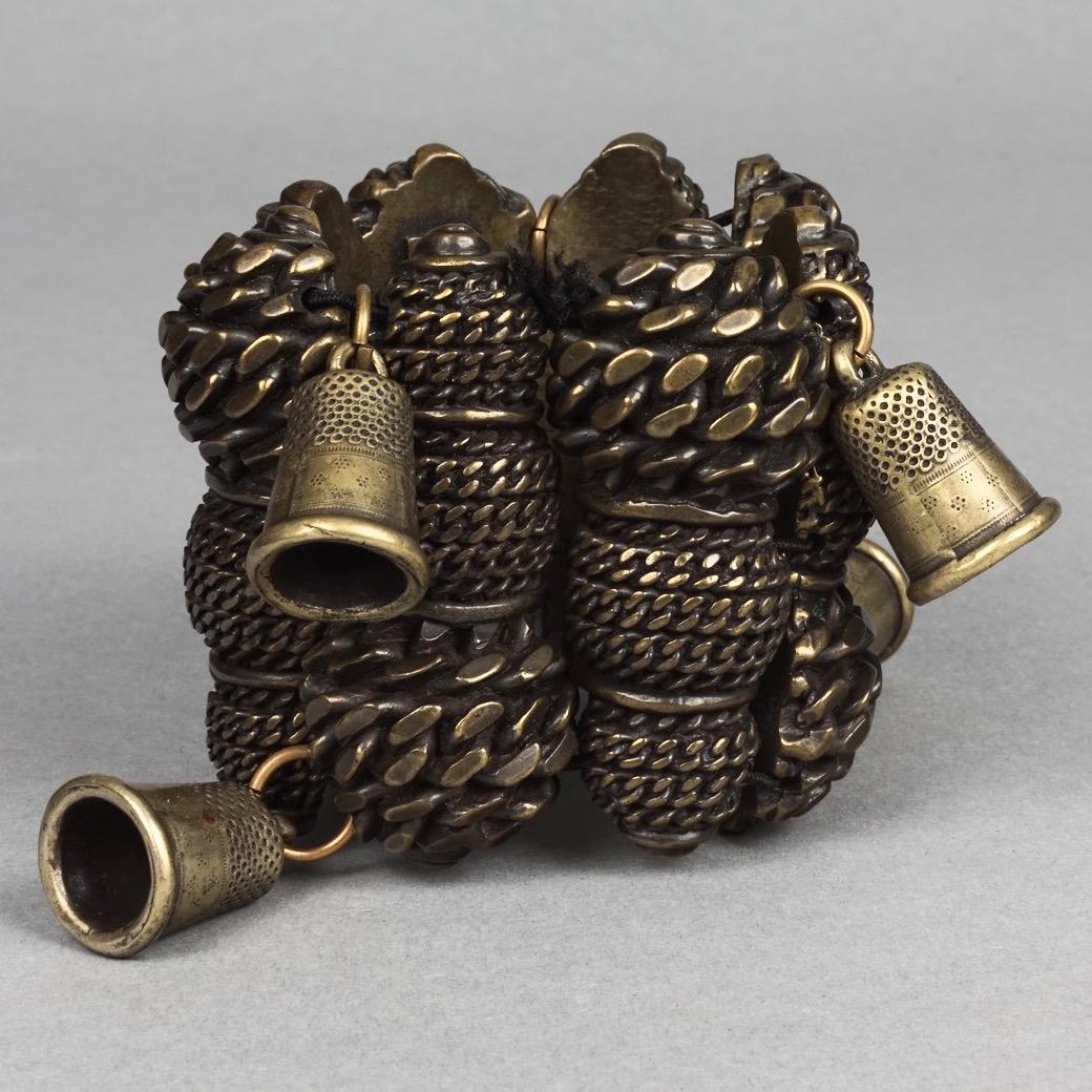 Women's or Men's Vintage JEAN PAUL GAULTIER Thimble Brutalist Cuff Bracelet For Sale