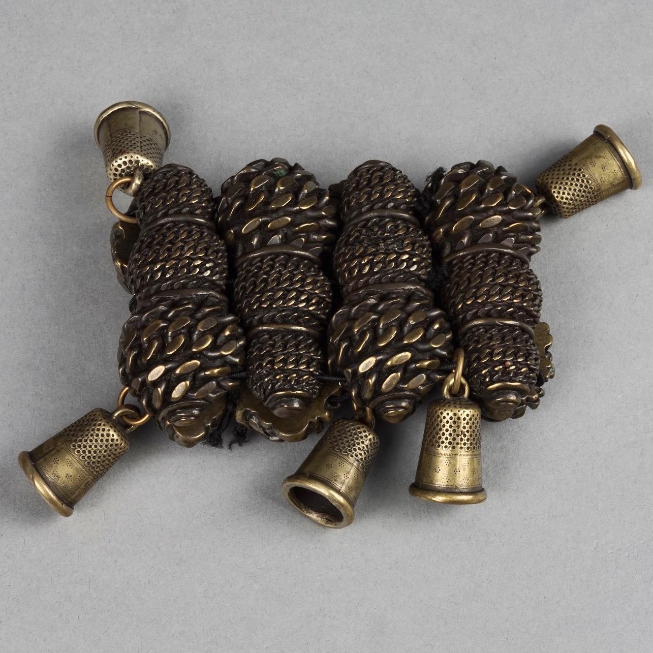 Women's or Men's Vintage JEAN PAUL GAULTIER Thimble Brutalist Cuff Bracelet For Sale