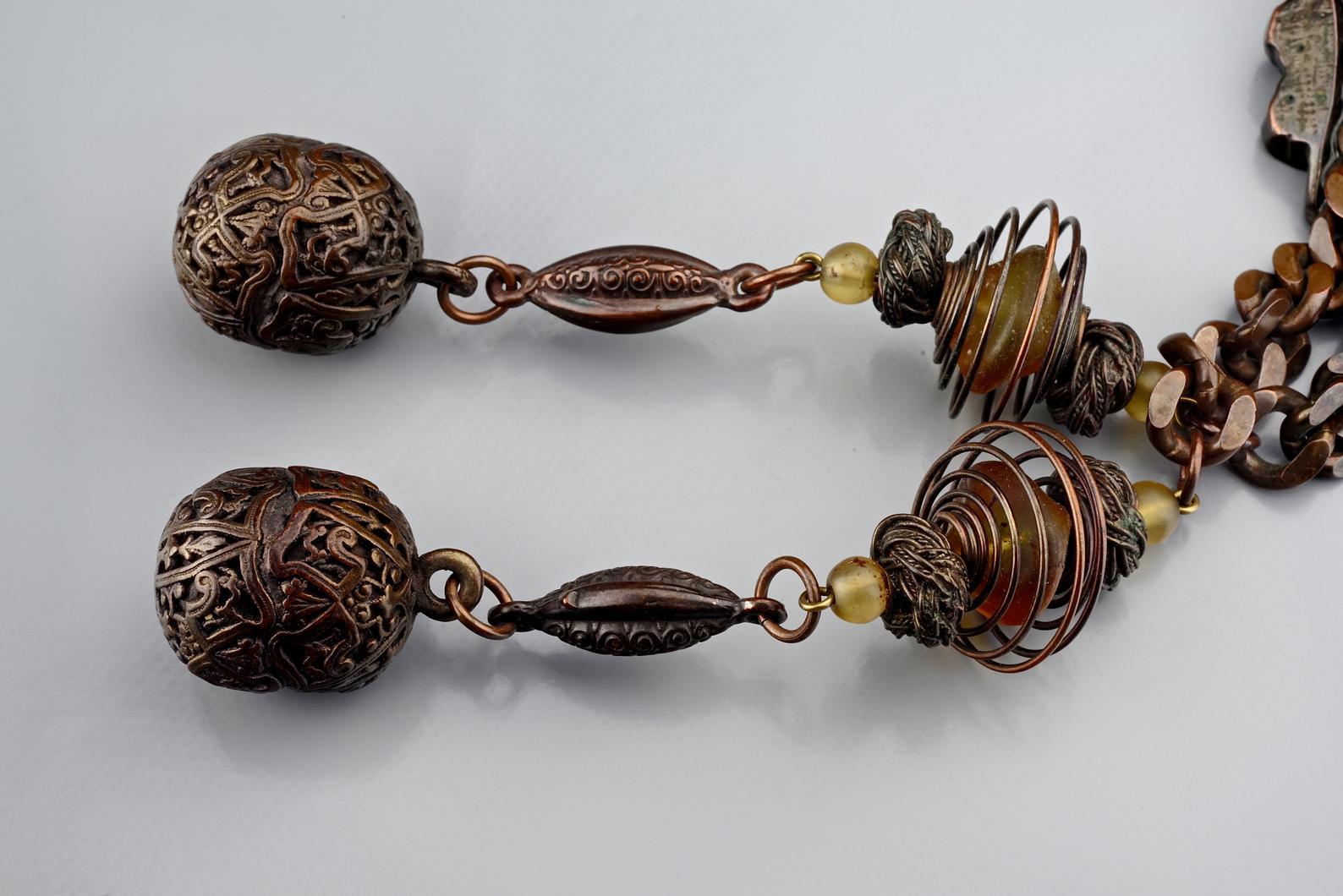Women's or Men's Vintage JEAN PAUL GAULTIER Tribal Charm Brutalist Necklace