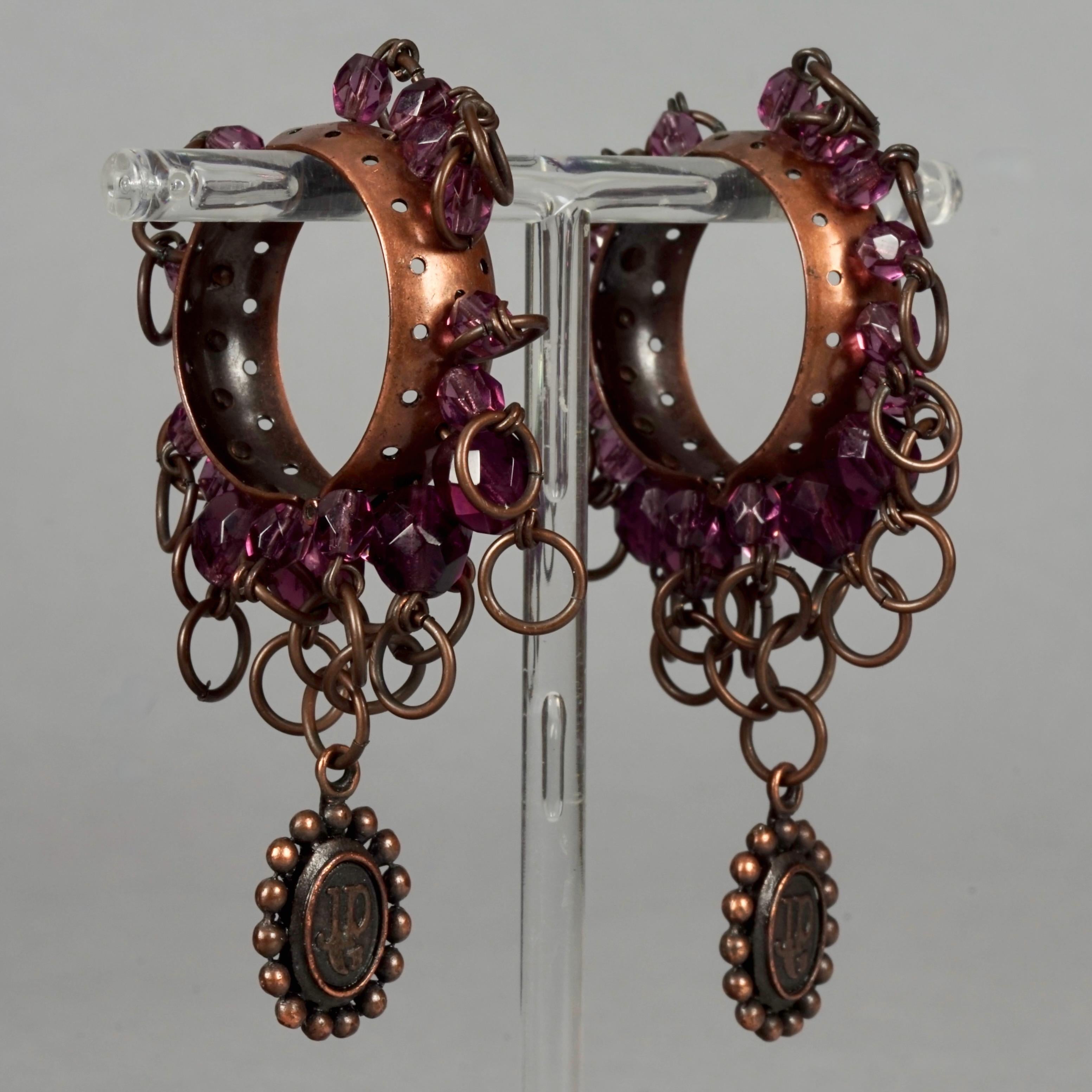 Vintage JEAN PAUL GAULTIER Tribal Creole Beaded Earrings For Sale 5
