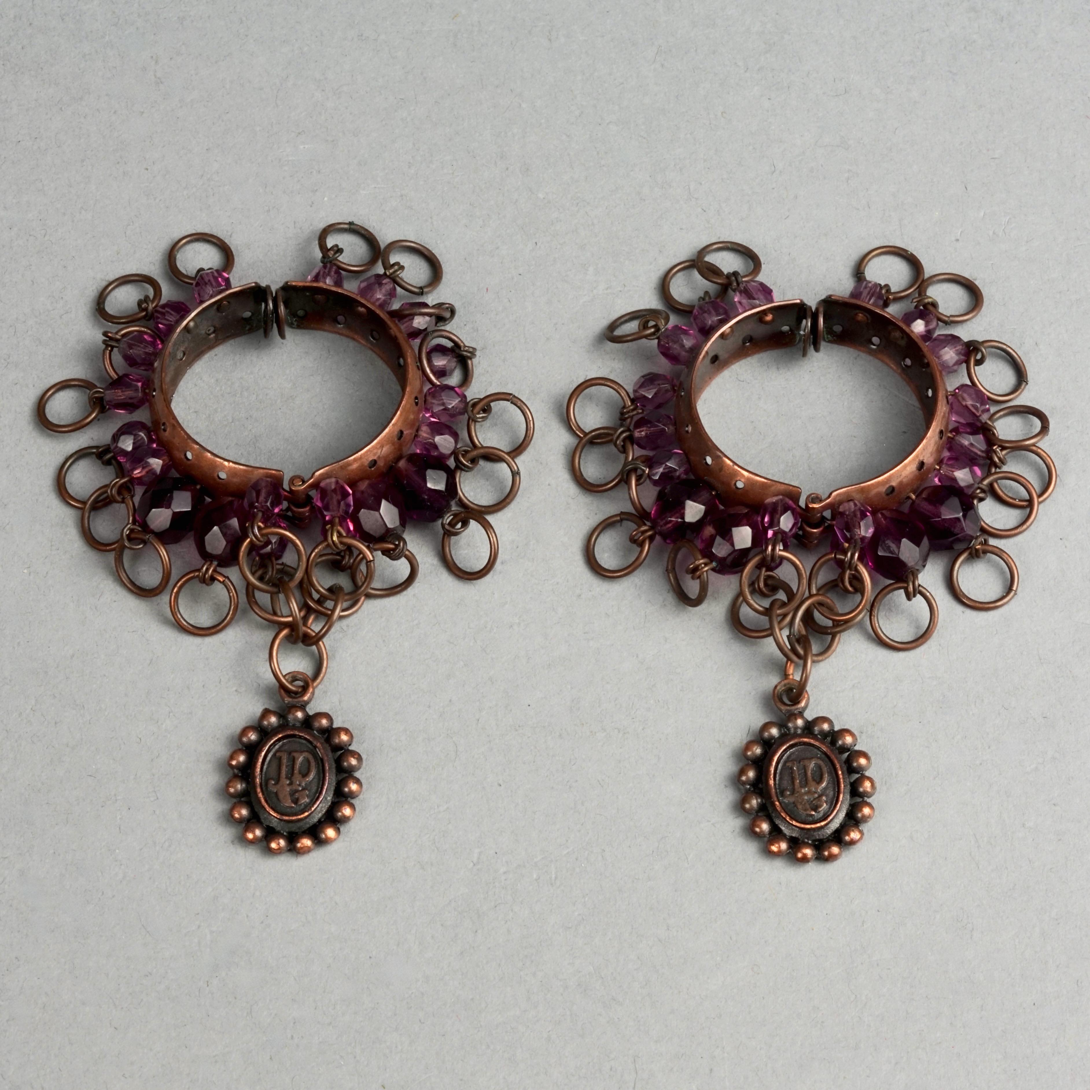 Vintage JEAN PAUL GAULTIER Tribal Creole Beaded Earrings In Excellent Condition For Sale In Kingersheim, Alsace