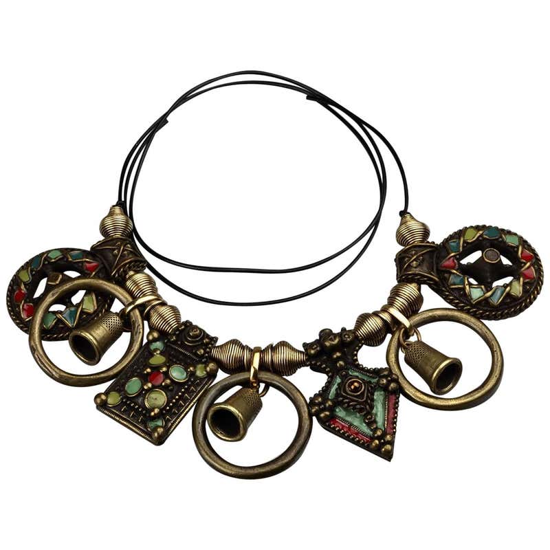 Vintage TON PASCAL Jewelled Baroque Mesh Cascading Chain Collar Choker ...