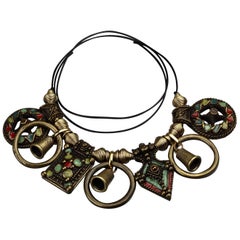 Vintage JEAN PAUL GAULTIER Tribal Enamel Charm Choker Necklace